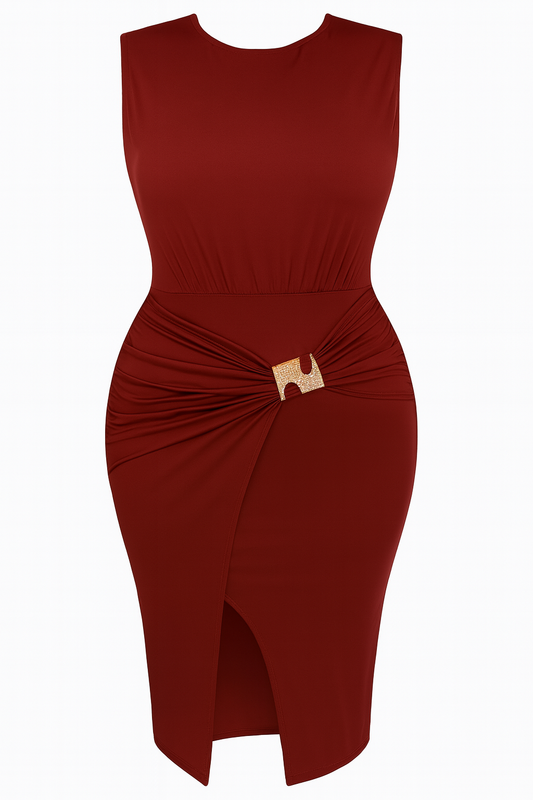 ✨ Luxe Bordeaux Asymmetrische Jurk – Elegant & Chique ✨