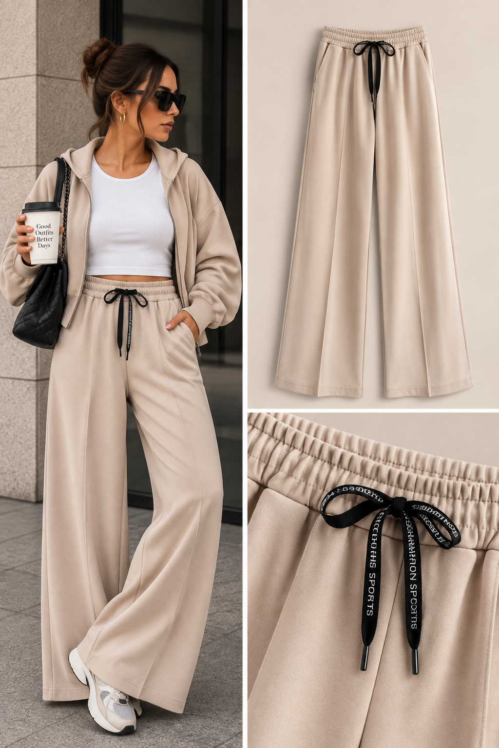Rosy comfy bies broek jogging stof beige
