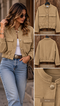 Lexi Bomber suèdine kort jasje beige