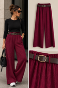 Lou crêpe broek met riem bordeaux