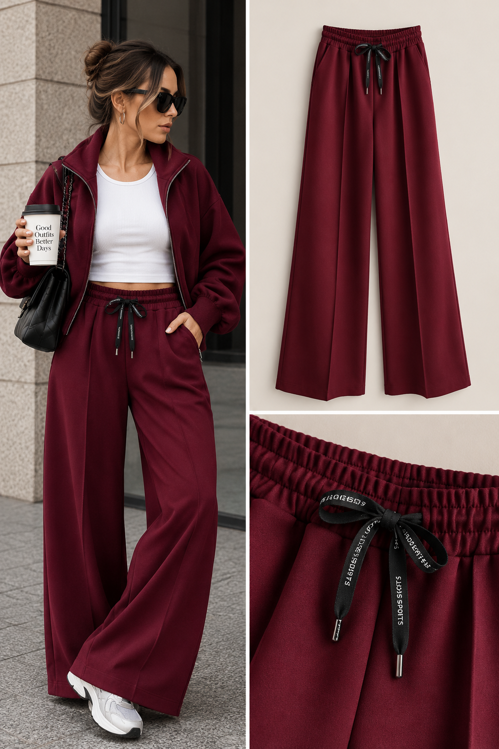 Rosy comfy bies broek jogging stof rood / bordeaux