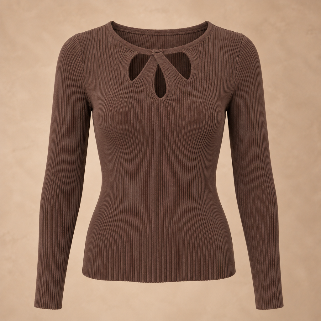 Mandy top rib stof bruin