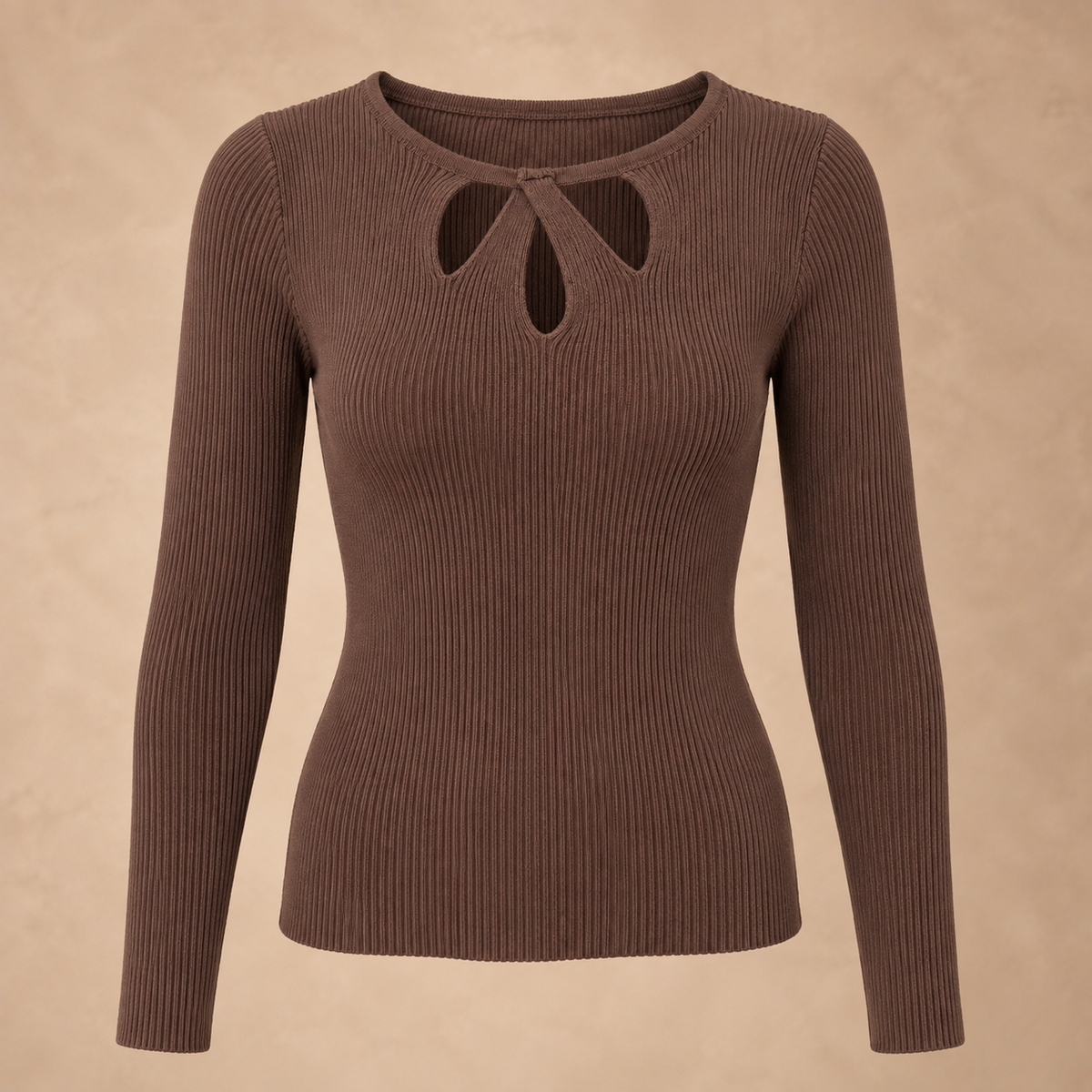 Mandy top rib stof bruin