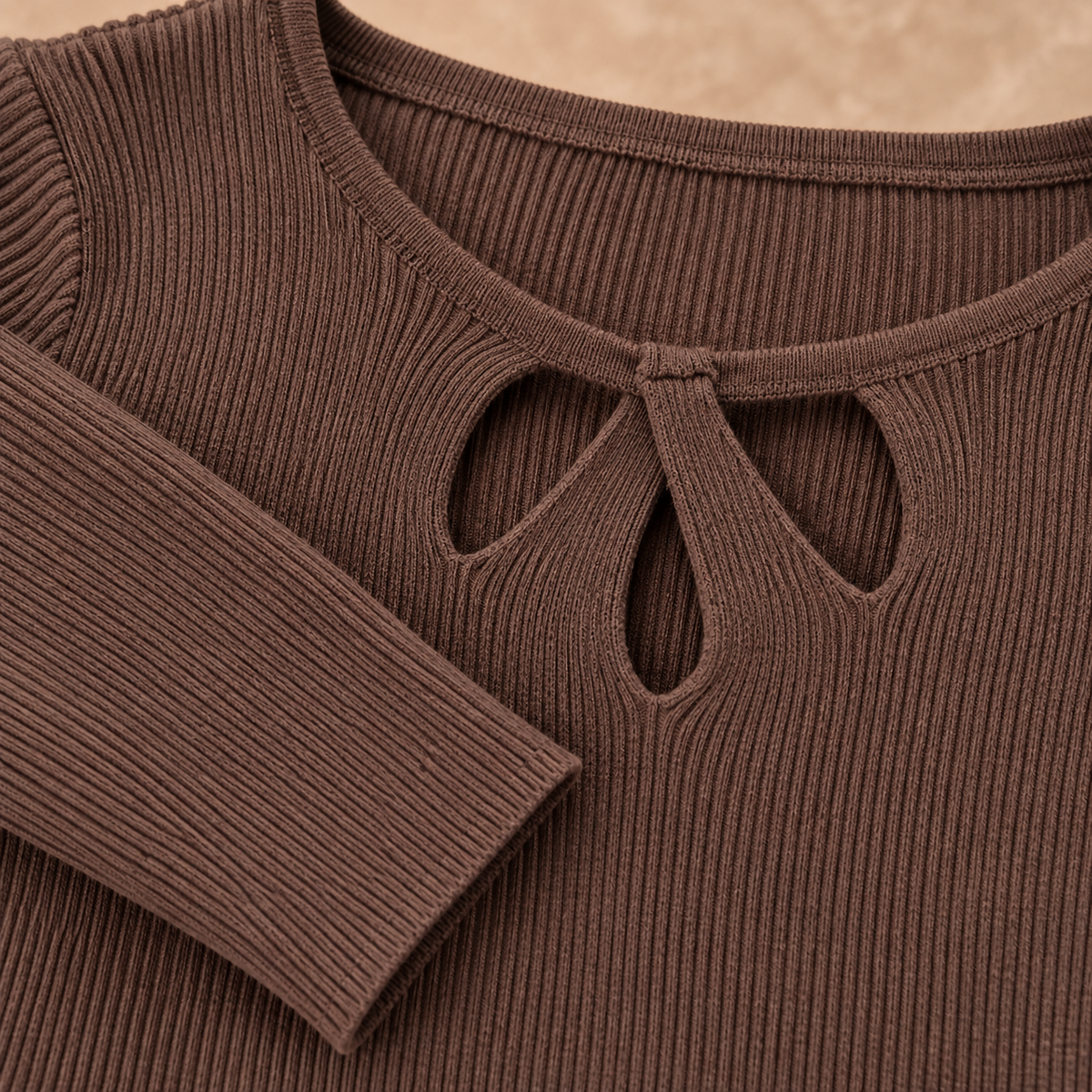 Mandy top rib stof bruin