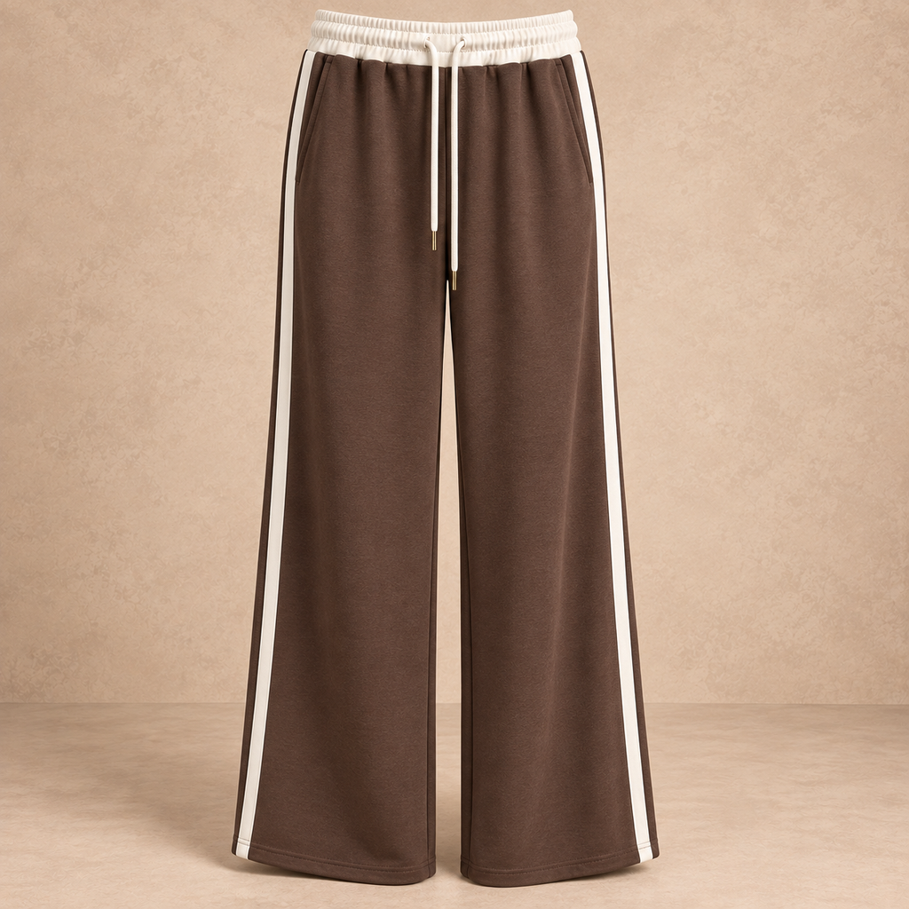 Jilly jogging broek strepen chocolade bruin