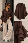 Yara Blouse trompet mouw bruin