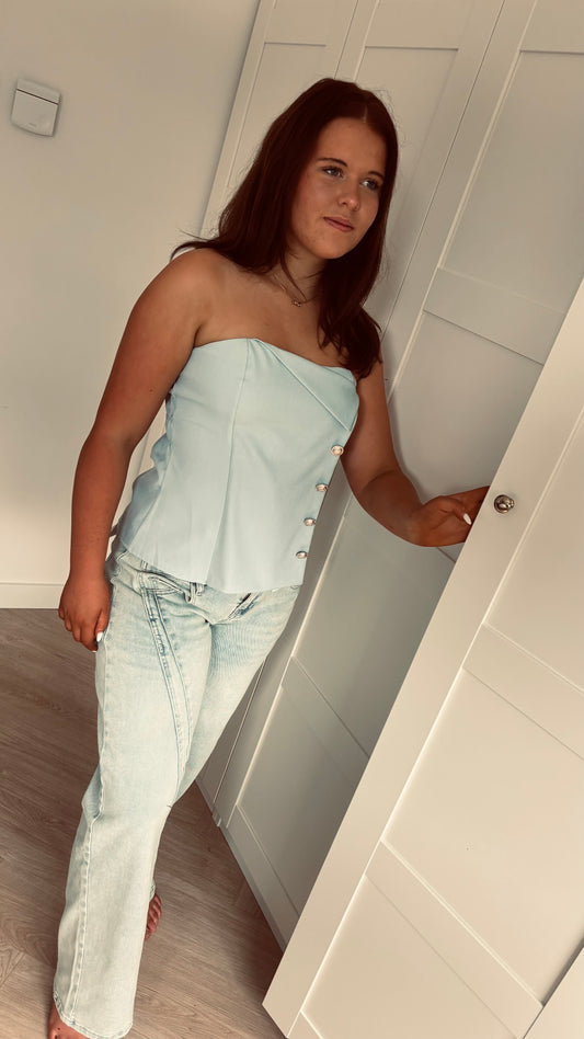 Bandeau Button Top | Licht Blauw