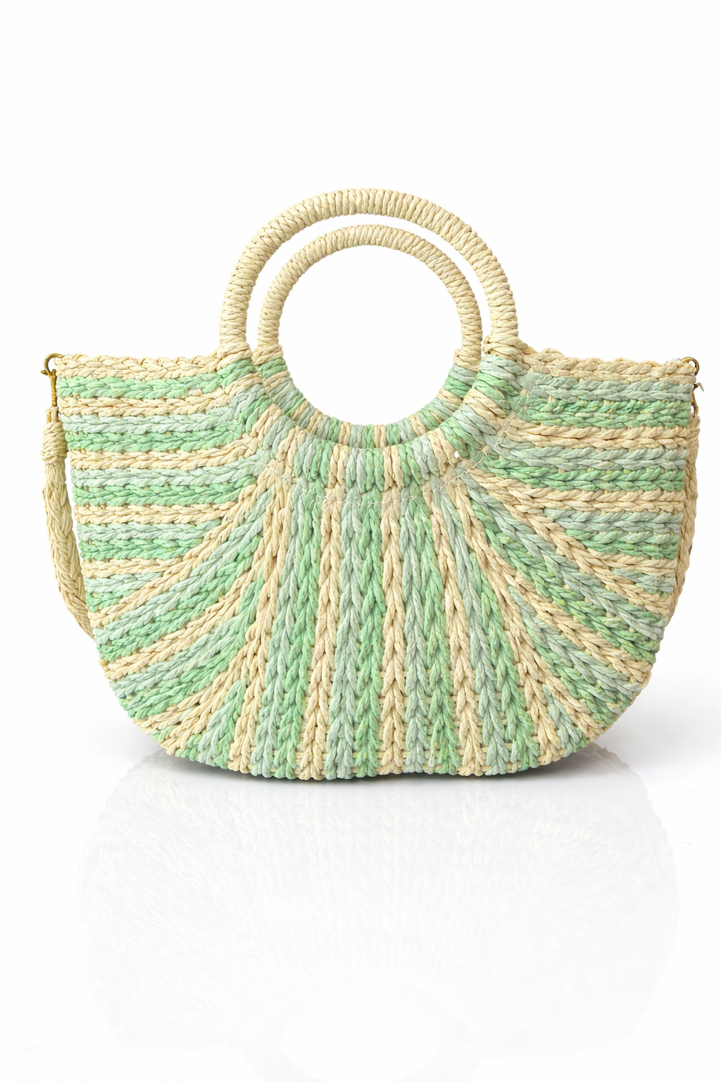 Zomerse strandtas – groen/beige  – boho shopper