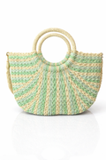 Zomerse strandtas – groen/beige  – boho shopper