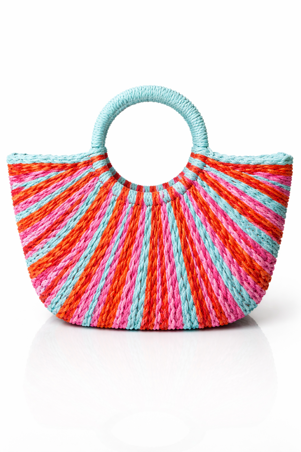 Zomerse strandtas – blauw/peach/roze  – boho shopper