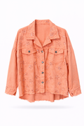 Coral Flower Denim Jacket
