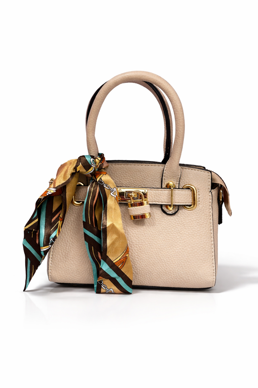 Luxe Handtas met Sjaaldetail – taupe