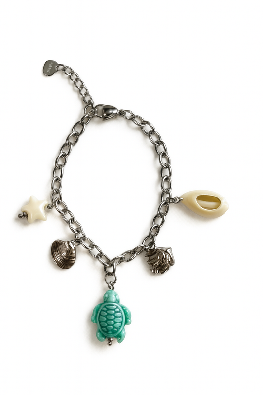 Schildpad  Bedel Armband Zilver