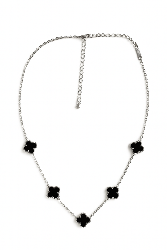 Stainless Steel Clover Necklace Zilver