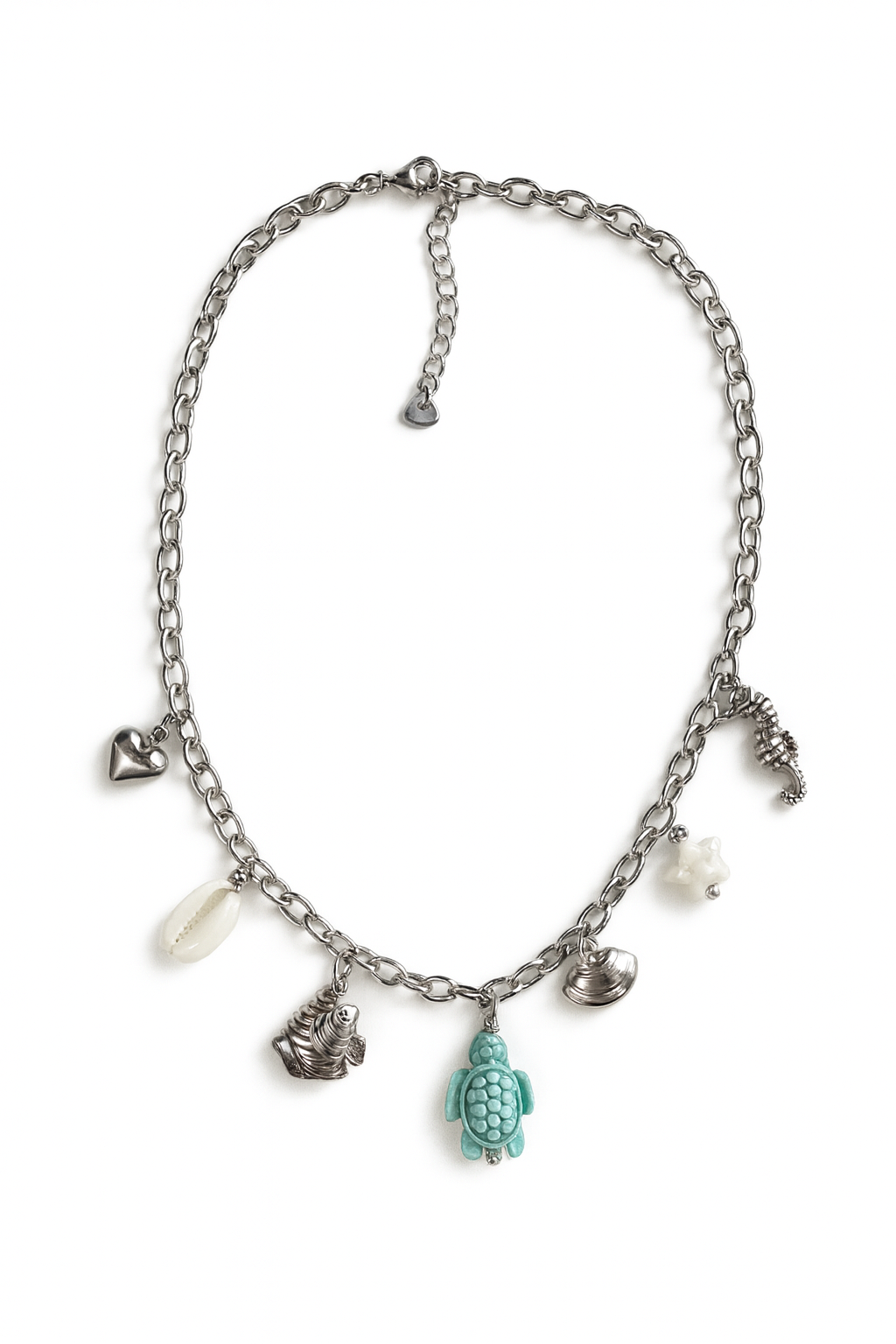 Stainless Steel Ocean Charm Ketting Zilver