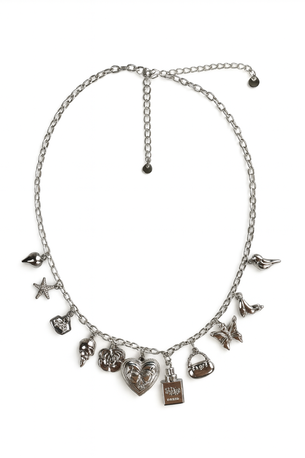 Stainless Steel Charm Necklace Silver