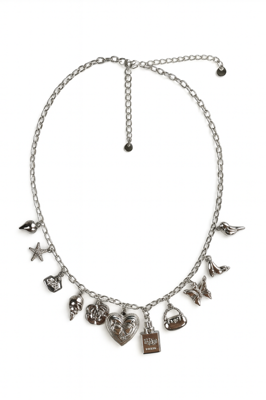 Stainless Steel Charm Necklace Silver