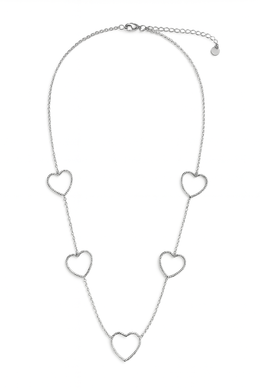 Stainless Steel Heart Link Necklace – Silver
