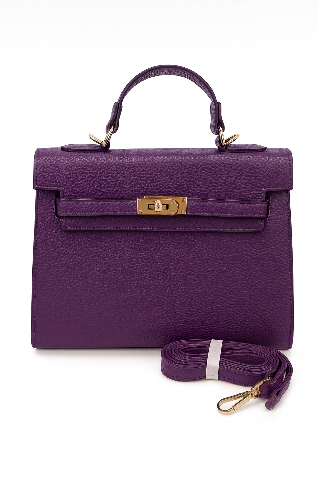 Classic Luxury Handbag – Deep Purple & Gold
