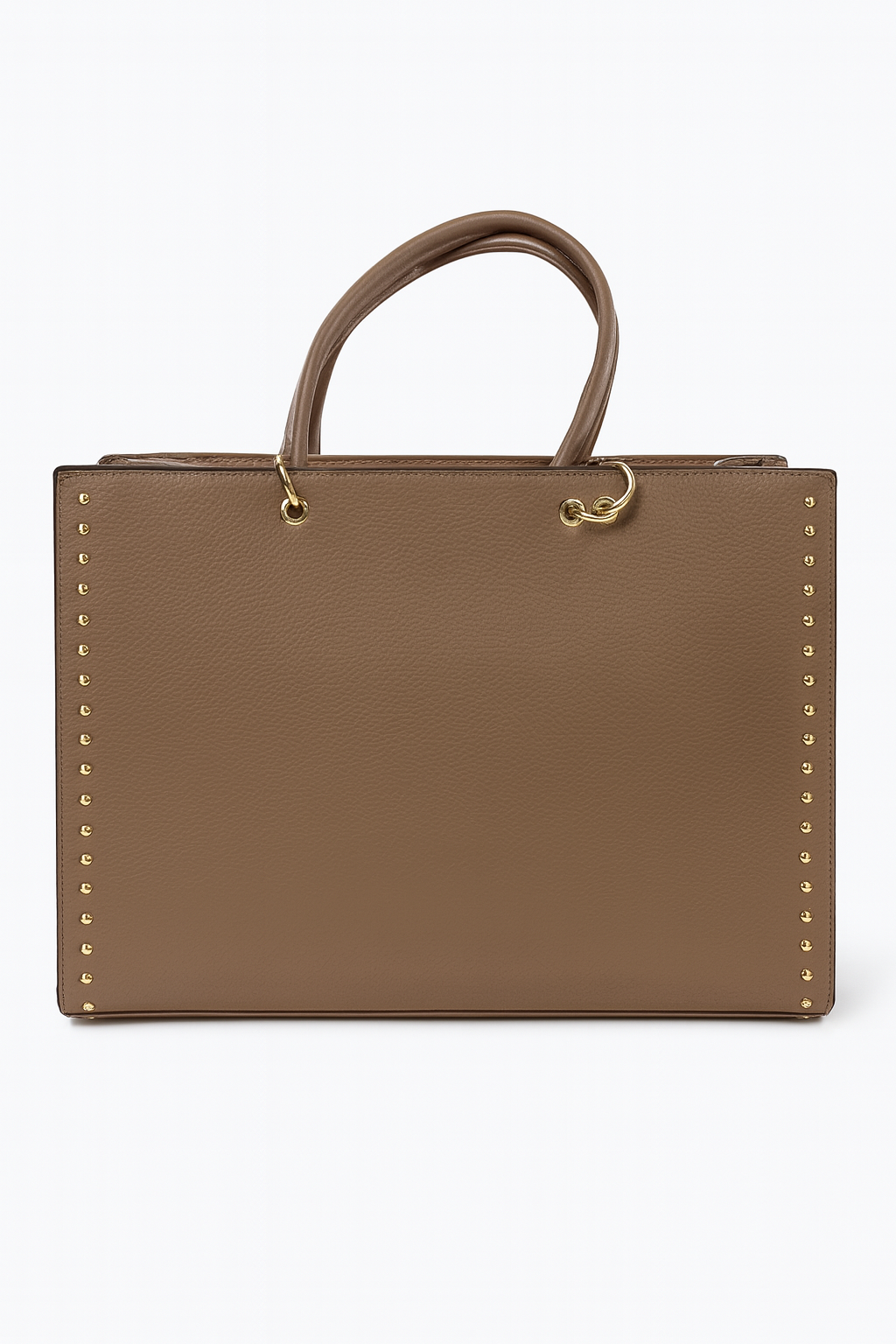 Elegante Studded Tote – Taupe & Gold