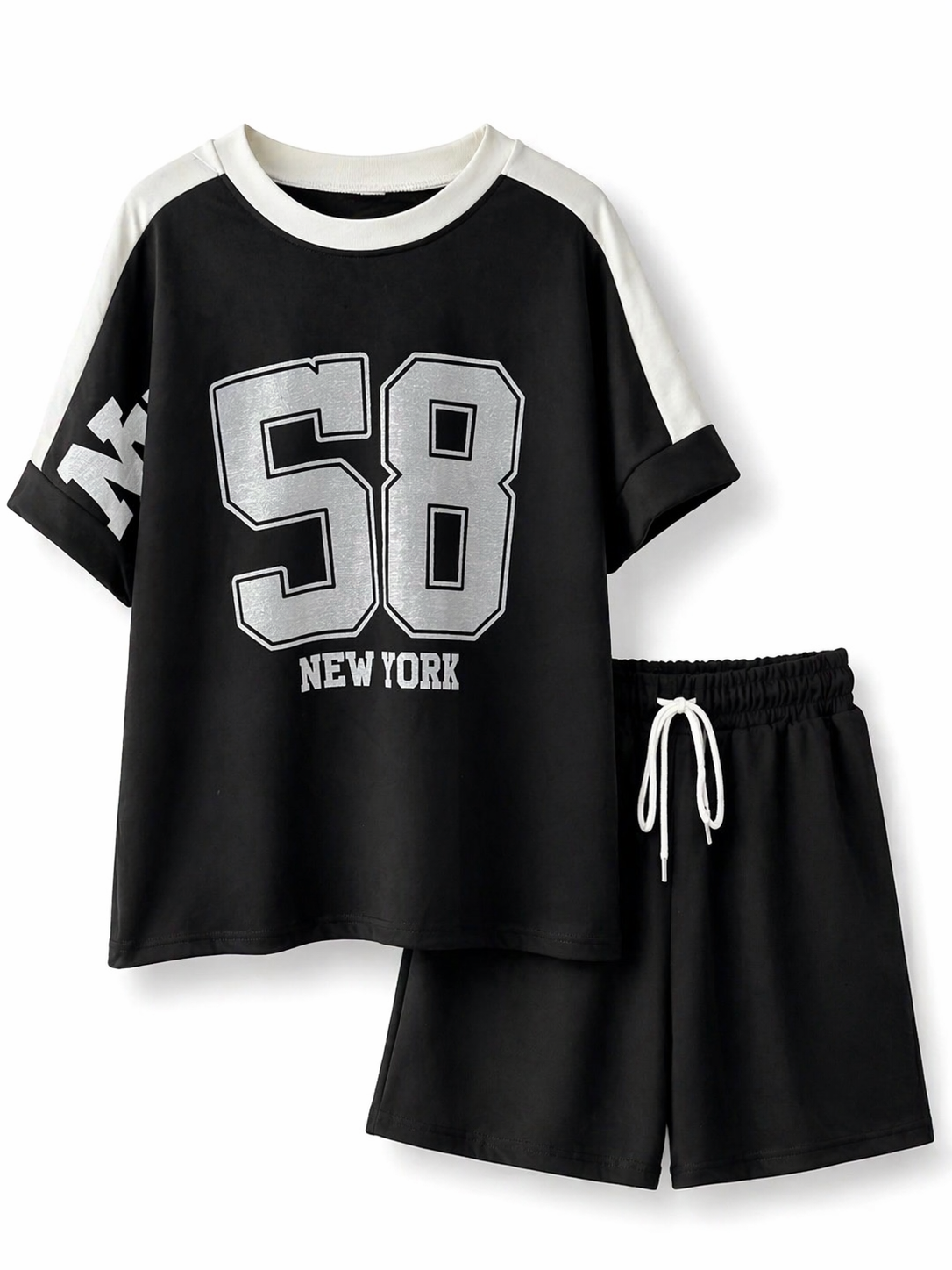 Zwarte Jersey Short Set