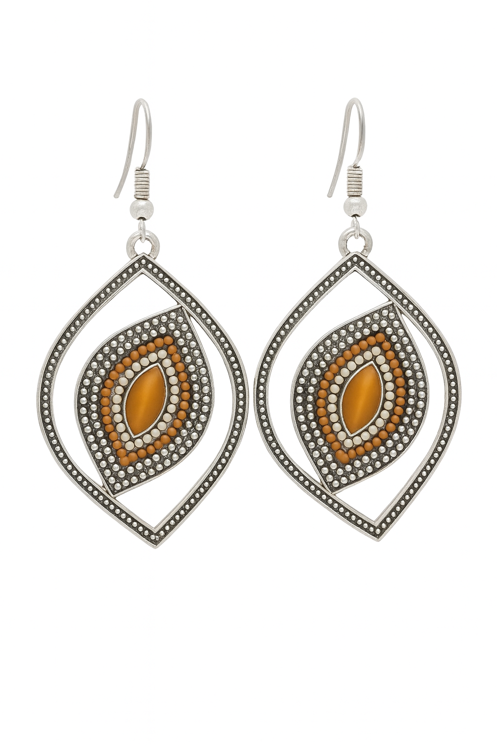 ✨ Amber Eye Boho Luxe Earrings – Warm Elegance &amp; Vintage Detail ✨