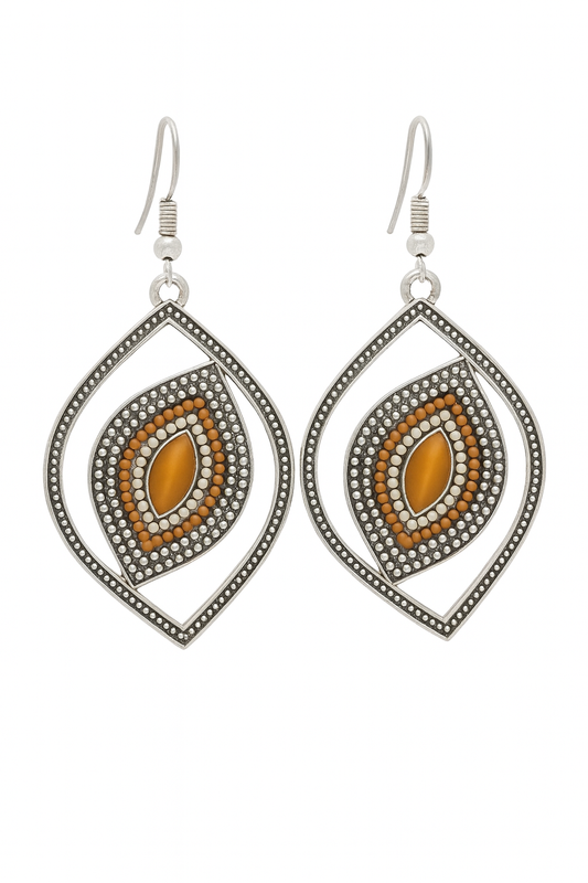 ✨ Amber Eye Boho Luxe Earrings – Warm Elegance &amp; Vintage Detail ✨