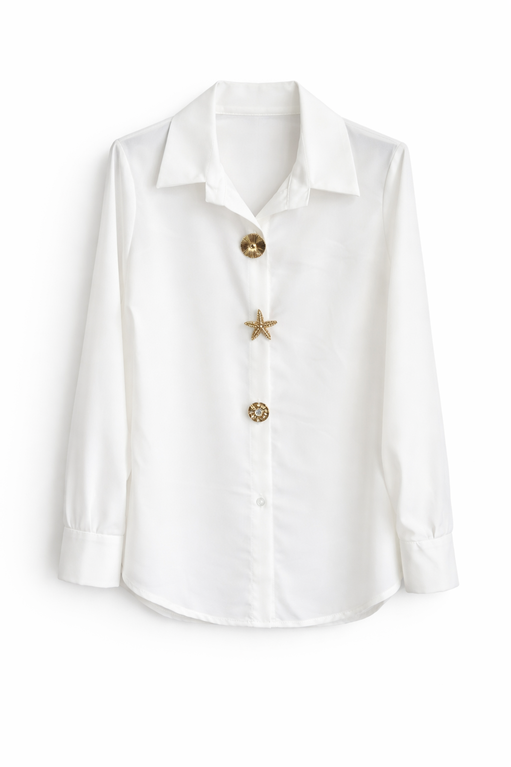 🤍Golden Shell Broche Blouse
