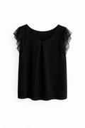 zwart Lace Sleeve Top