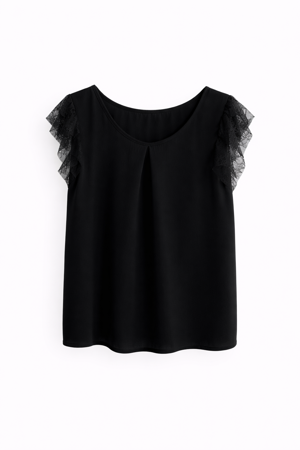 zwart Lace Sleeve Top
