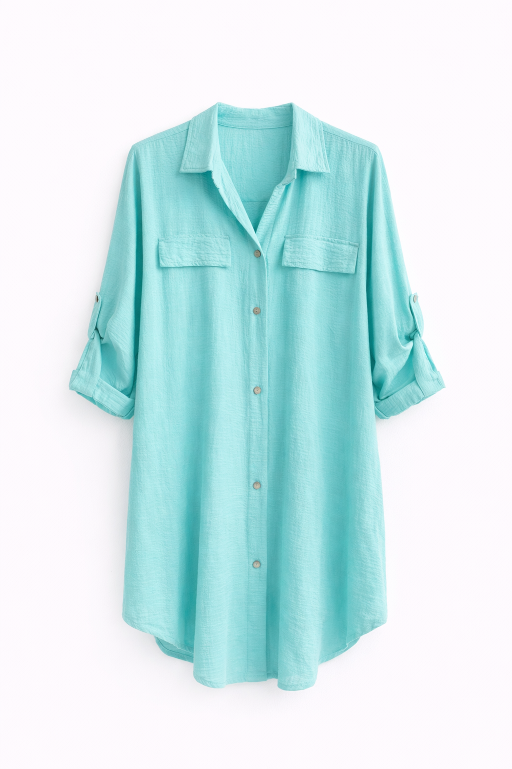Mint Button-Up Shirt Dress