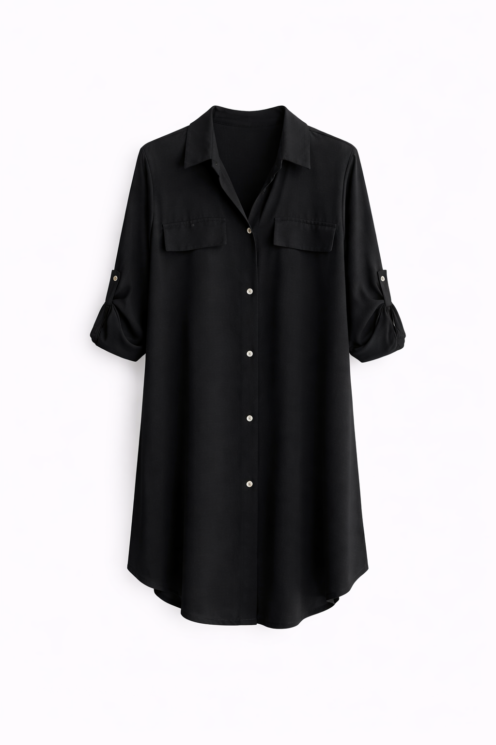 Black Button-Up Shirt blouse Dress