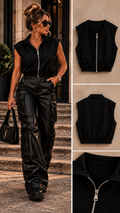 Roxy gilet rits suèdine zwart