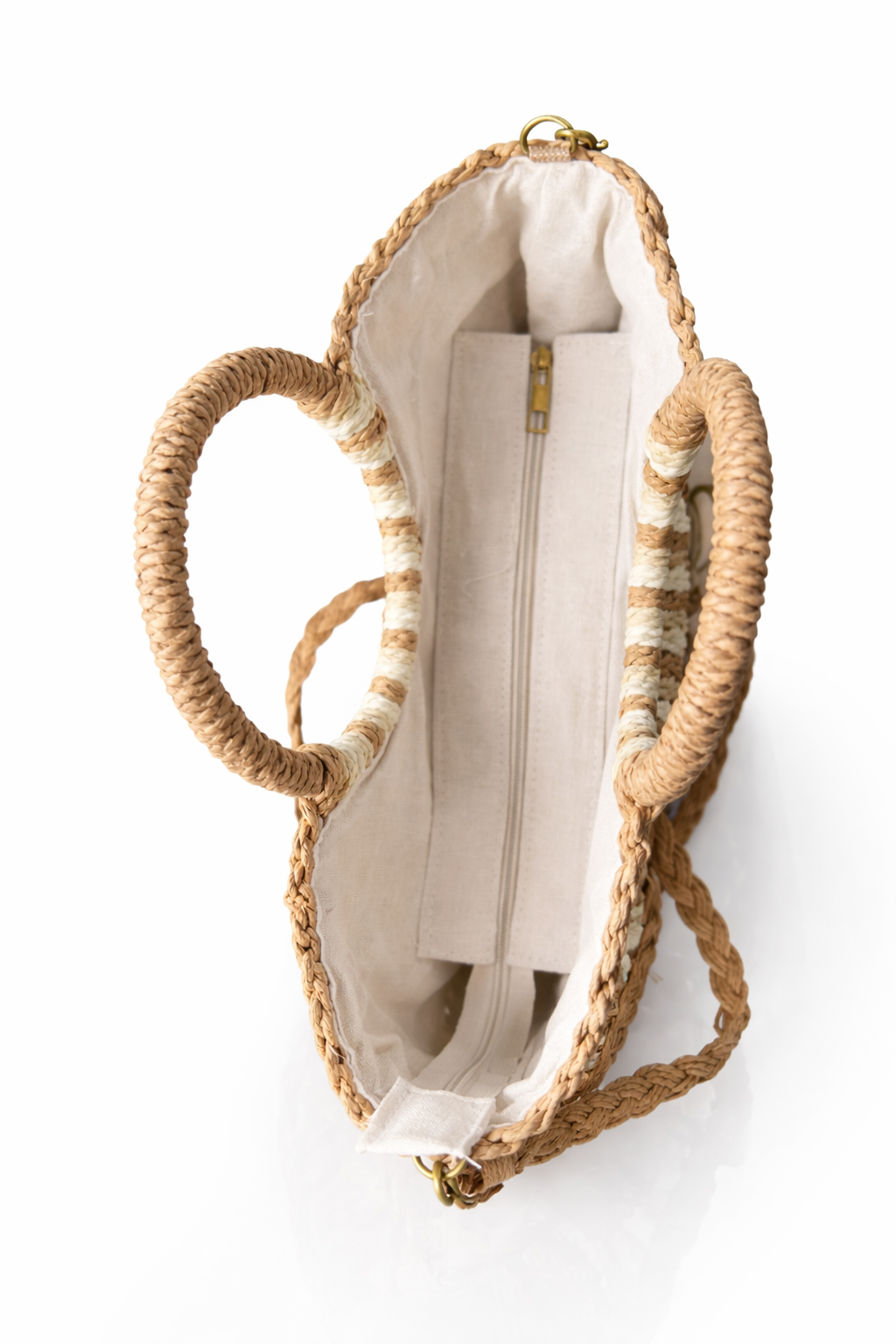 Zomerse  strandtas – beige/wit – boho shopper