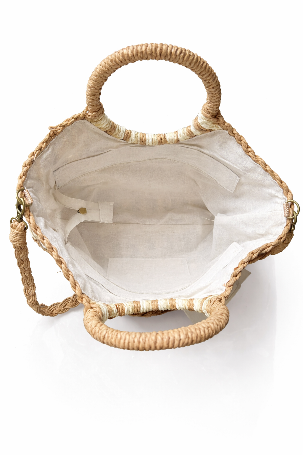 Zomerse  strandtas – beige/wit – boho shopper