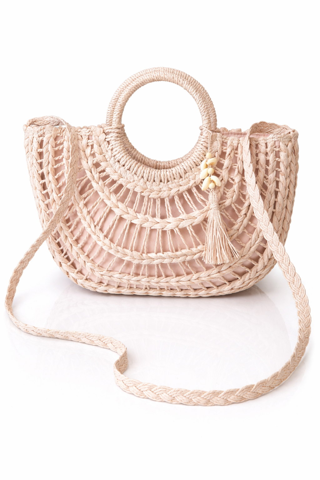 Zomerse  strandtas – licht roze  – boho shopper