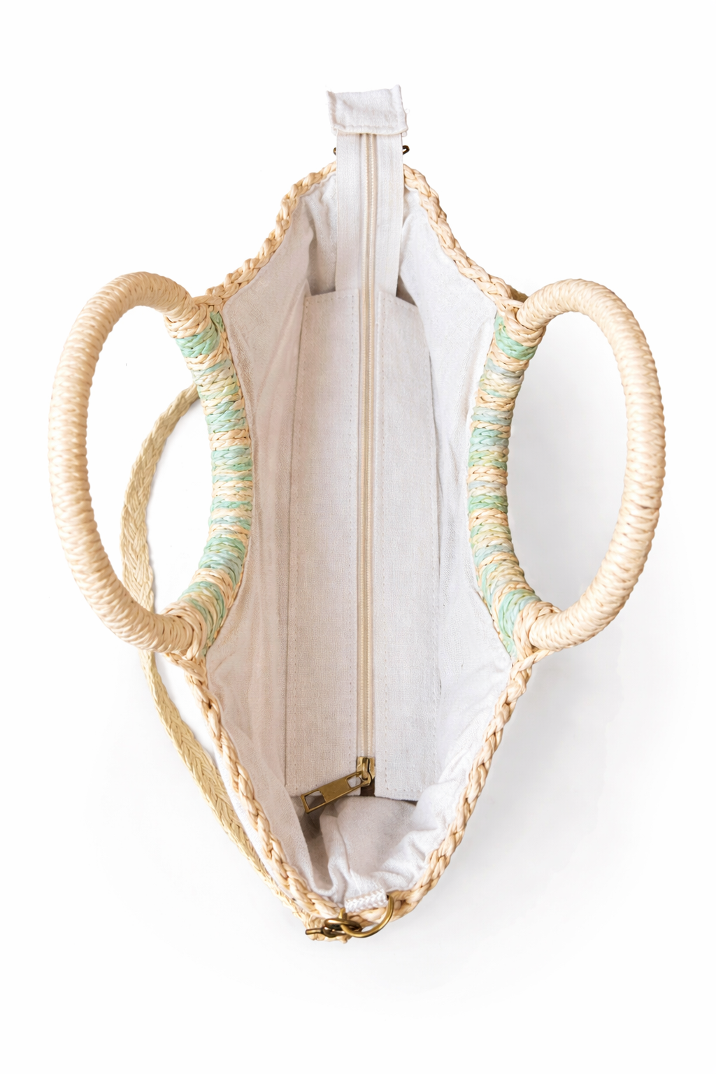 Zomerse strandtas – groen/beige  – boho shopper