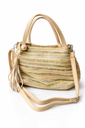 Beige handtas met schouderband & kwast – zomerse strandtas