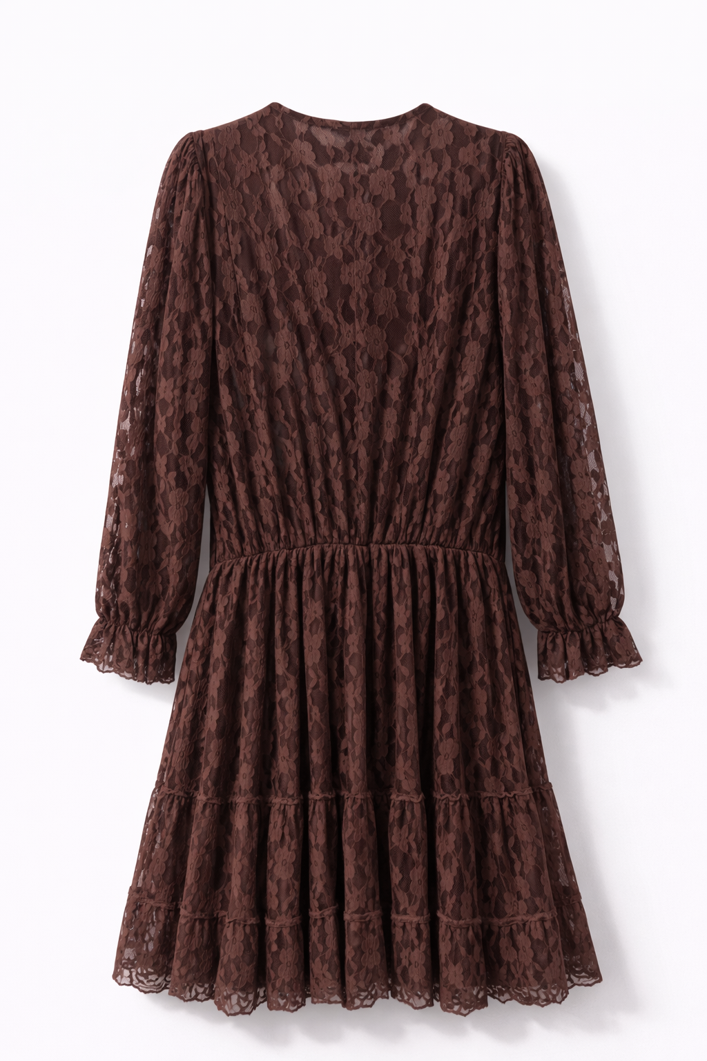ivory Lace Ruffle brown Dress