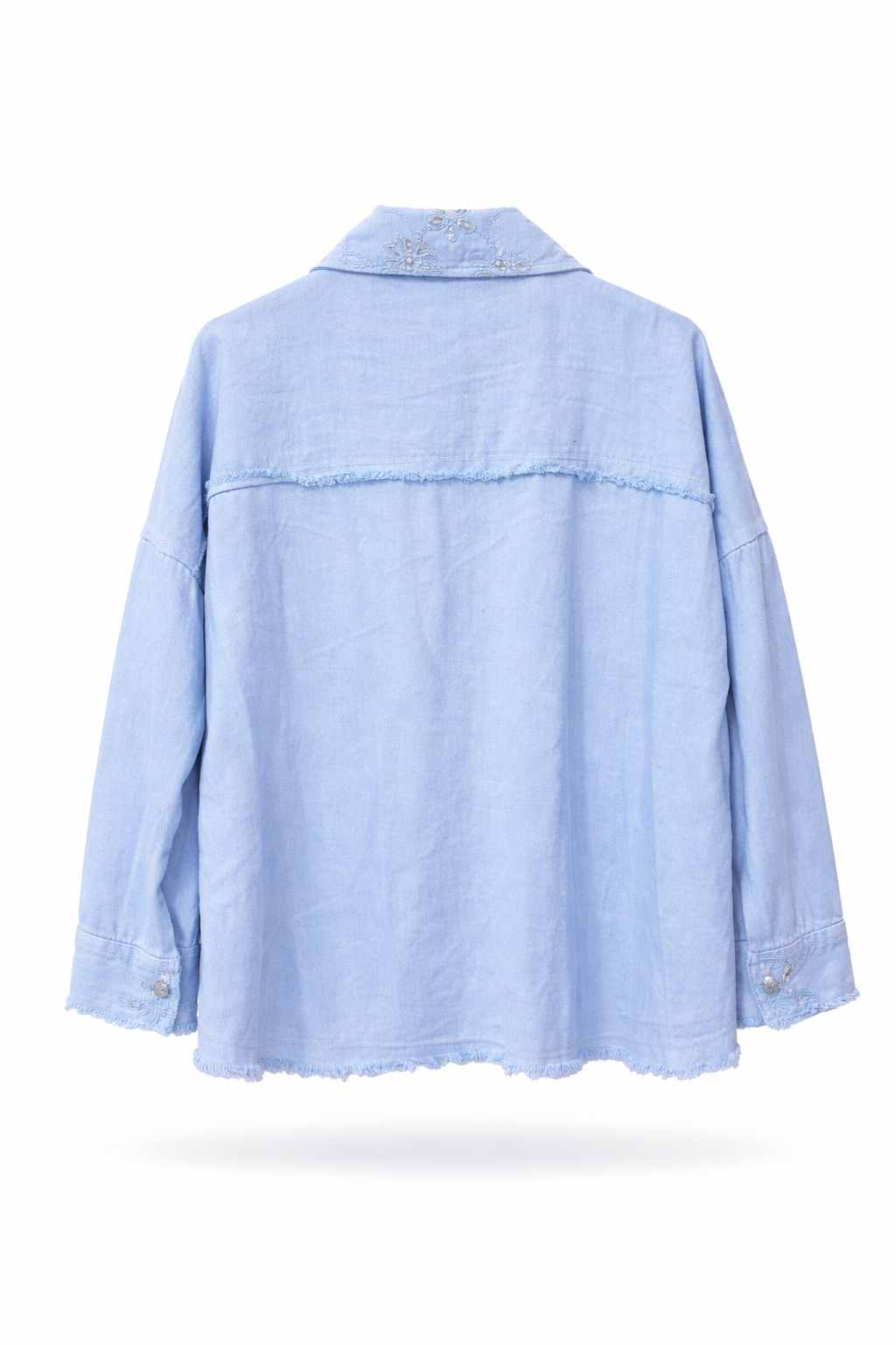 Sky Blue Flower Denim Jacket