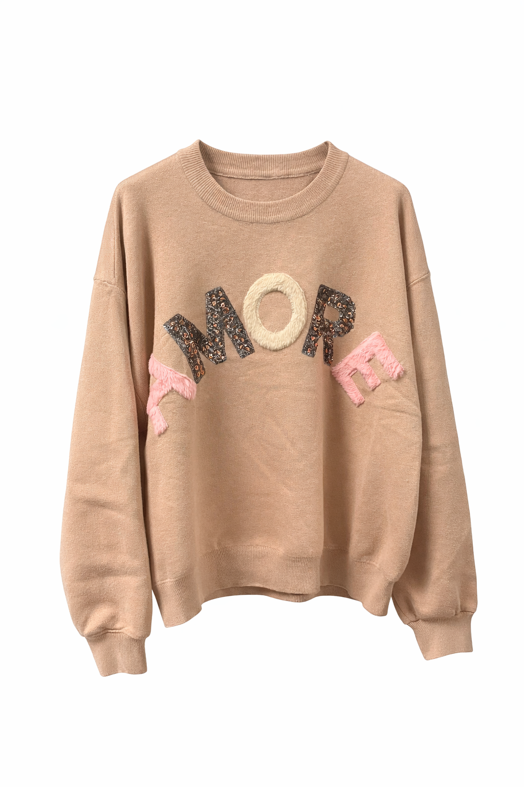 Camel AMORE Trui met teddy & pailletten details