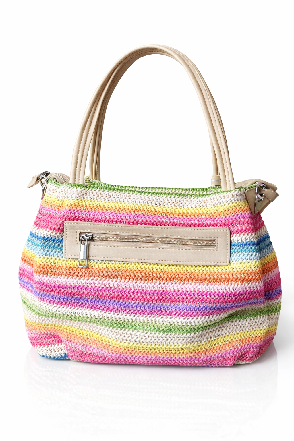 Zomerse kleurrijke handtas met strepen & kwast – Ibiza stijl