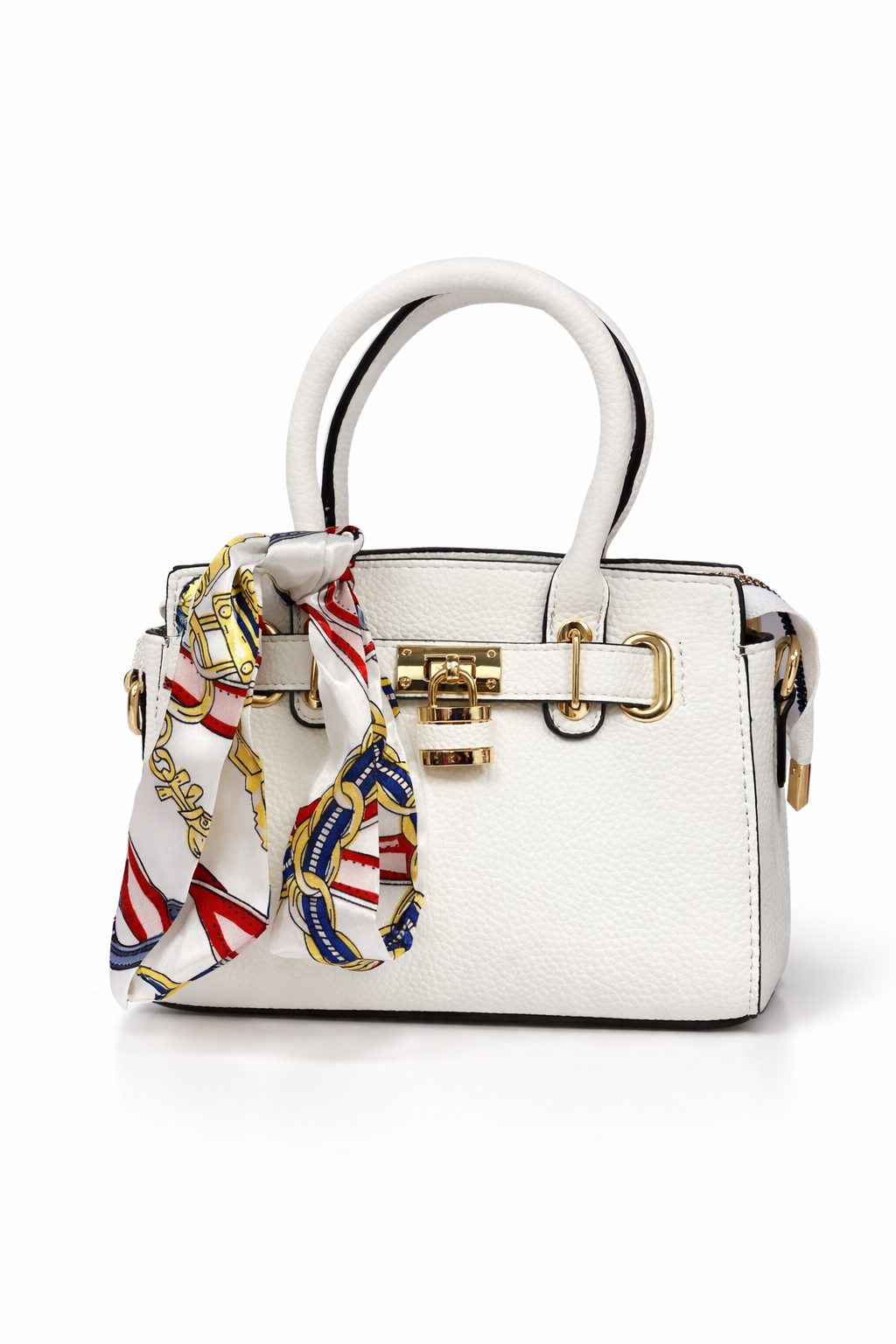 Luxe Handtas met Sjaaldetail – Wit