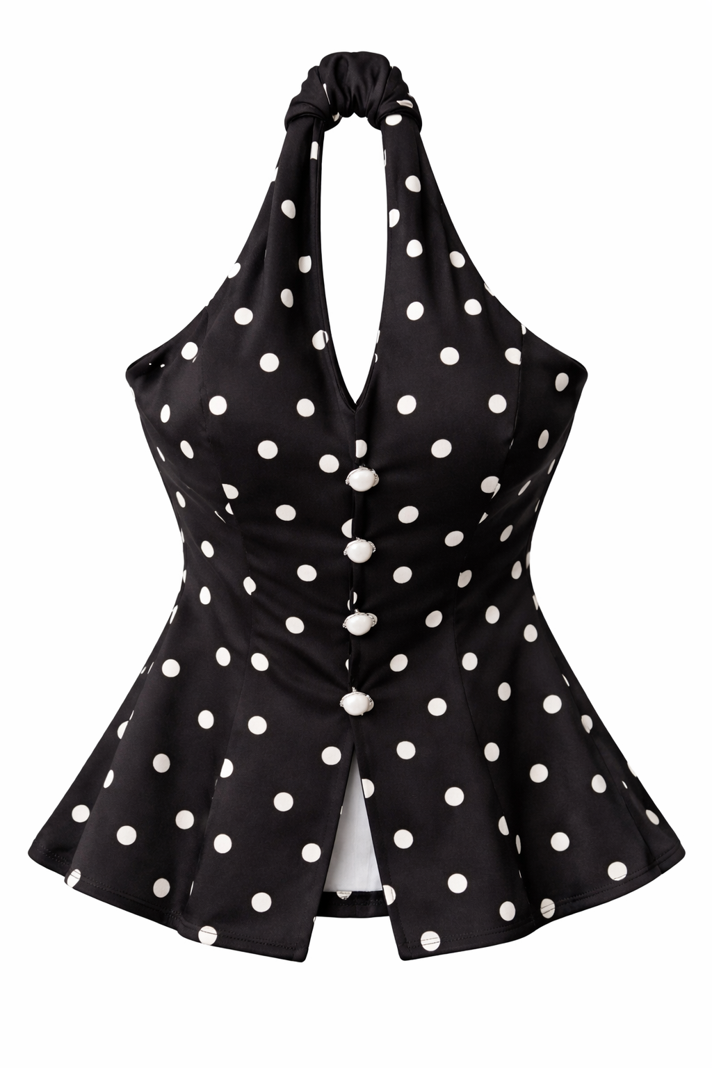 Polka Dot Halter Top zwart