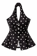Polka Dot Halter Top zwart