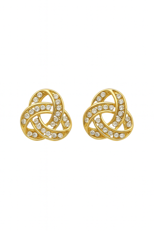 ✨ Golden Twist Diamond Studs – Luxe Timeless Sparkle ✨