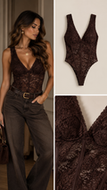Izzy Body kant V-hals bruin