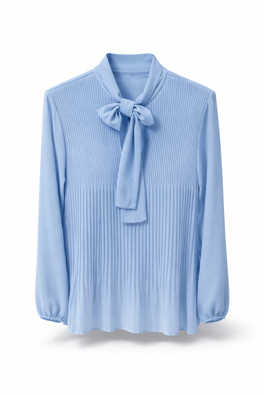 Plisse top baby blauw