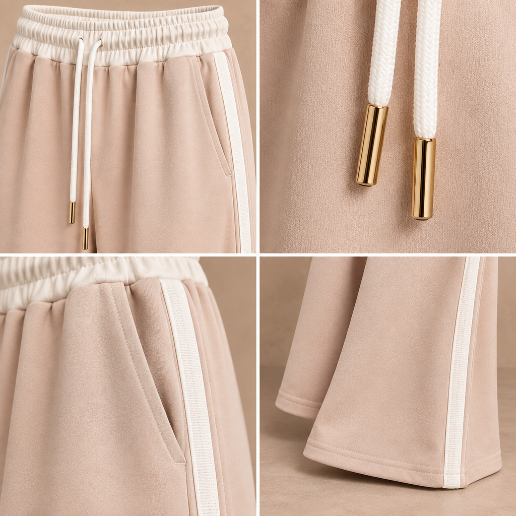 Jilly jogging broek strepen beige
