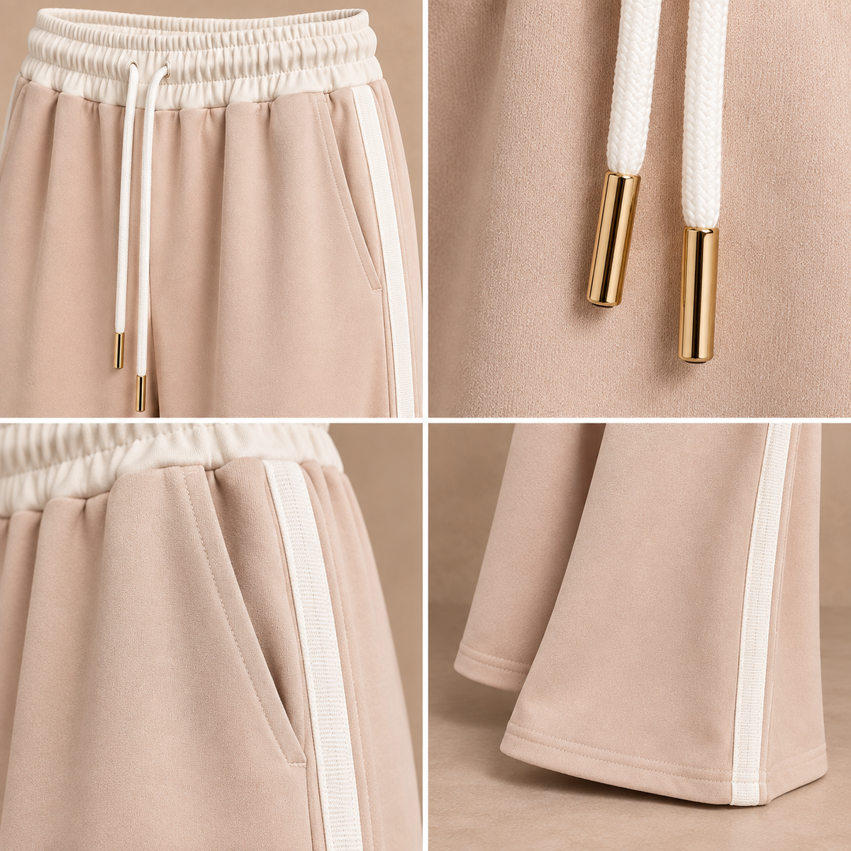 Jilly jogging broek strepen beige